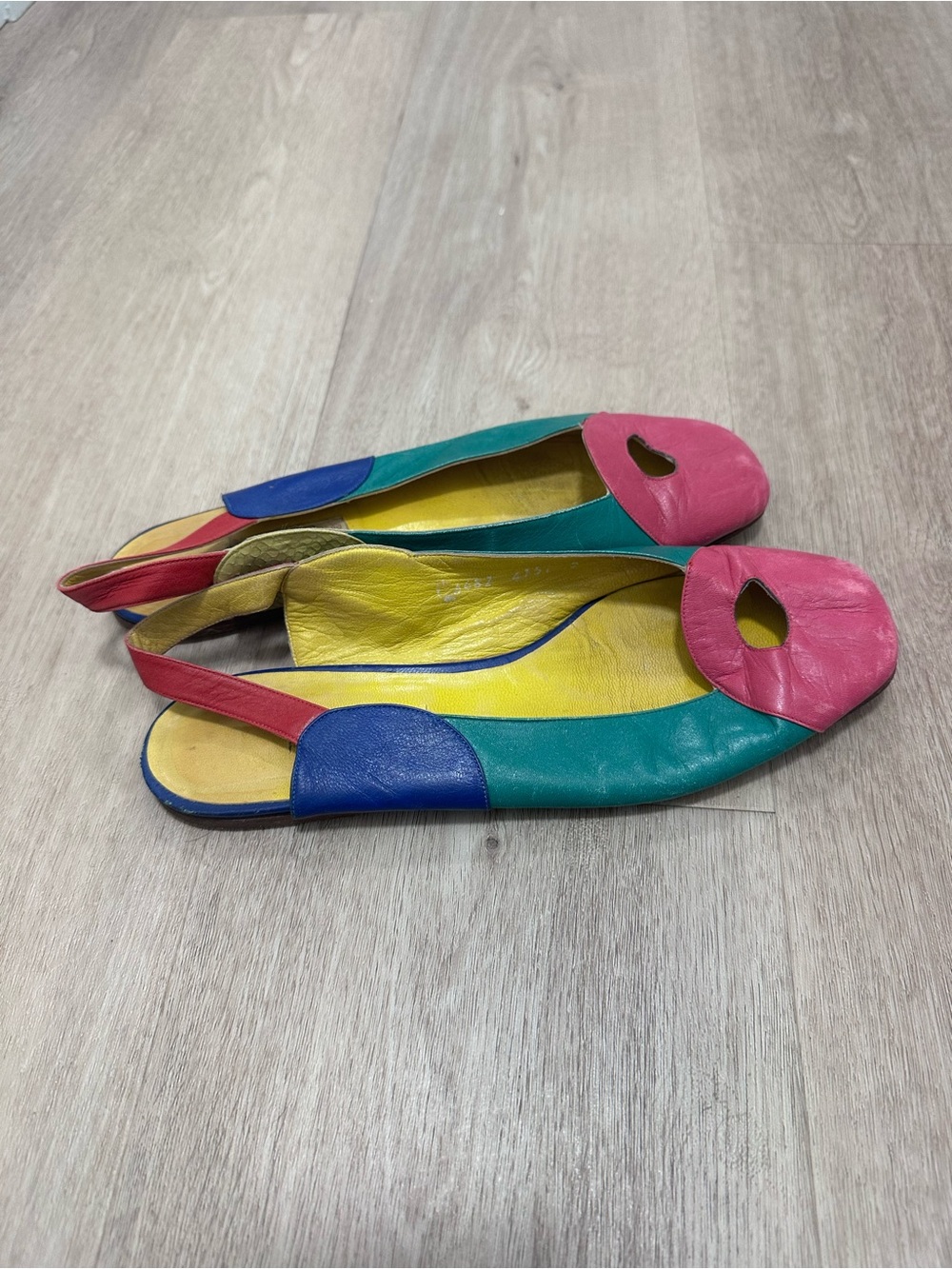 Vintage Quinto Multicolor Leather Slingback Flats